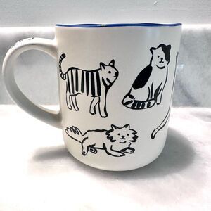 Cat Person Ceramic Coffee Mug White & Black with Navy interior